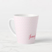 Modern roze wit patroon elegant gepersonaliseerd latte mok (Linkerhoek)