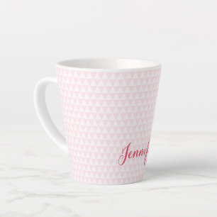 Modern roze wit patroon elegant gepersonaliseerd latte mok