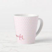 Modern roze wit patroon elegant gepersonaliseerd latte mok (Rechterhoek)