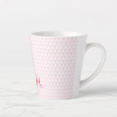 Modern roze wit patroon elegant gepersonaliseerd latte mok (Rechts)