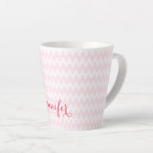 Modern Roze Wit Patroon Gepersonaliseerde Elegant Latte Mok (Rechterhoek)