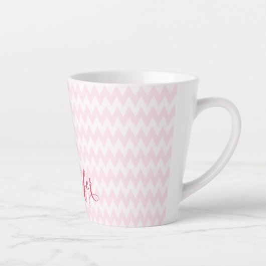 Modern Roze Wit Patroon Gepersonaliseerde Elegant Latte Mok (Rechts)