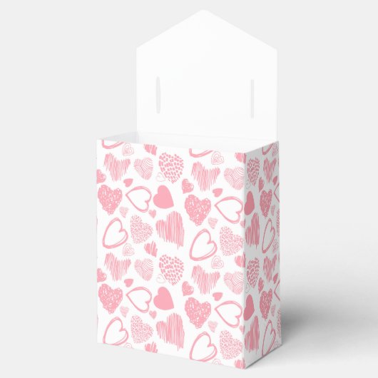 Modern Roze Wit Romantisch Liefde Hart Doodle Bedankdoosjes (Geopend)