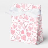 Modern Roze Wit Romantisch Liefde Hart Doodle Bedankdoosjes (Voorkant Zijde)