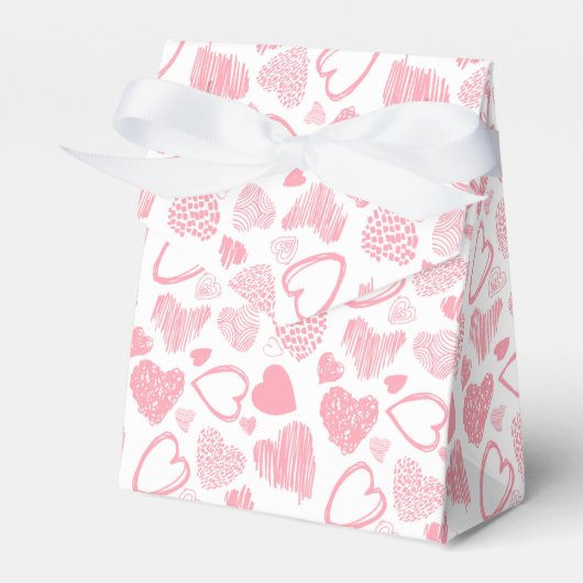 Modern Roze Wit Romantisch Liefde Hart Doodle Bedankdoosjes (Voorkant Zijde)