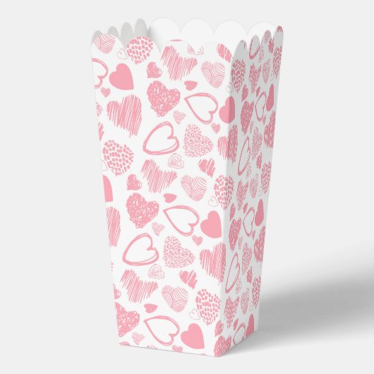 Modern Roze Wit Romantisch Liefde Hart Doodle Bedankdoosjes (Achterkant)