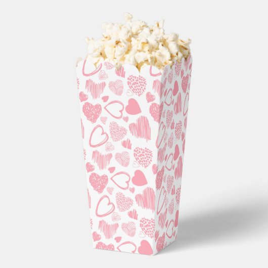 Modern Roze Wit Romantisch Liefde Hart Doodle Bedankdoosjes (Popped)