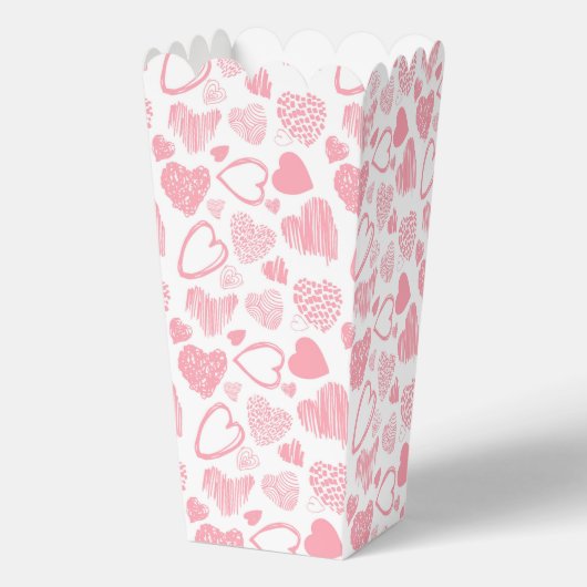 Modern Roze Wit Romantisch Liefde Hart Doodle Bedankdoosjes (Voorkant)