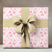 Modern Roze Wit Romantisch Liefde Hart Doodle Cadeaupapier