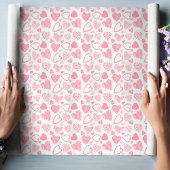 Modern Roze Wit Romantisch Liefde Hart Doodle Cadeaupapier