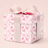 Modern Roze Wit Romantisch Liefde Hart Doodle Cadeaupapier