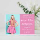 Modern Roze Wit Script Stijlvol foto Afstuderen Kaart (Staand voorkant)