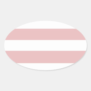 Modern roze wit strepen patroon ovale sticker