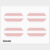 Modern roze wit strepen patroon ovale sticker (Vel)