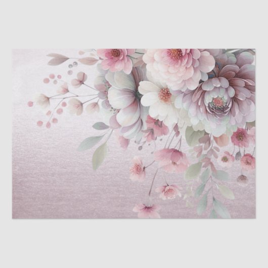 Modern Roze Witte Bloem Tissuepapier (Voorkant)