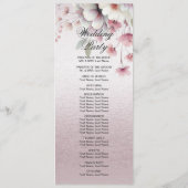 Modern Roze Witte Bloemen Trouwprogramma Programmakaart (Achterkant)