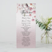 Modern Roze Witte Bloemen Trouwprogramma Programmakaart (Staand voorkant)