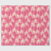 Modern roze witte kerstboom patroon cadeaupapier (Vlak)