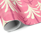 Modern roze witte kerstboom patroon cadeaupapier (Rol Hoek)
