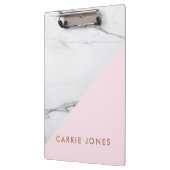 Modern Roze Witte Marmer Business Elegant Klembord (Links)