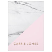 Modern Roze Witte Marmer Business Elegant Klembord (Achterkant)