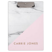 Modern Roze Witte Marmer Business Elegant Klembord (Voorkant)