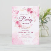 Modern roze witte roos bloemmotief ontwerp kaart (Staand voorkant)