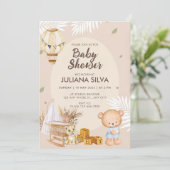 Modern Roze Witte Teddybeer Bloemontwerp Kaart (Staand voorkant)