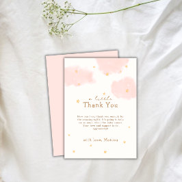 Modern Roze Wolk Negen Meisje Baby shower Bedankkaart