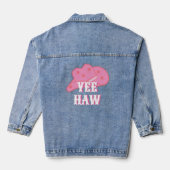 Modern Roze Yee Haw Cowgirl Cowboy Pet Rodeo Denim Jacket (Achterkant)