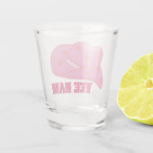 Modern Roze Yee Haw Cowgirl Cowboy Pet Rodeo Shot Glas (Achterkant)