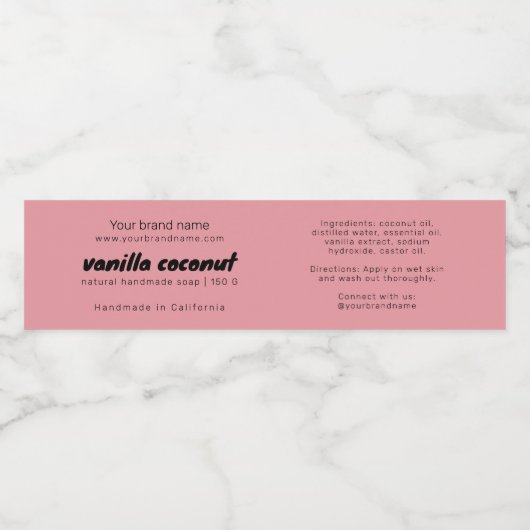 Modern roze zeep verpakking ingrediënten label waterfles etiket (Enkel label)