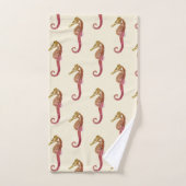 Modern  Roze Zeepaardje op Beige Cream Bad Handdoek (Handdoek)