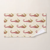 Modern  Roze Zeepaardje op Beige Cream Bad Handdoek (Handdoek)
