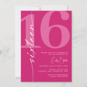 Modern Roze Zestien 16e Verjaardagsfeestje Kaart (Voorkant)