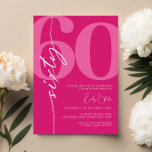 Modern Roze Zestig 60ste Verjaardagsfeestje Kaart<br><div class="desc">Deze minimalistische typografie 30e verjaardagsfeestuitnodiging is perfect voor een modern verjaardagsfeestje. Het eenvoudige ontwerp heeft een klassiek wit lettertype op een roze achtergrond. Aanpasbaar in elke kleur. Houd het ontwerp minimaal en elegant, zoals het is, of personaliseer het door uw eigen afbeeldingen en illustraties toe te voegen. Voor meer geavanceerde...</div>