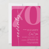 Modern Roze Zeventig 70ste Verjaardagsfeestje Kaart (Voorkant)