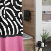 Modern Roze Zwart Abstract Patroon Slaapkamer Douchegordijn