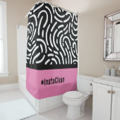 Modern Roze Zwart Abstract Patroon Slaapkamer Douchegordijn (In situ)