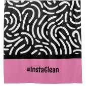 Modern Roze Zwart Abstract Patroon Slaapkamer Douchegordijn (Voorkant)