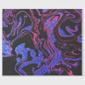 Modern roze zwart blauw glitter marmer Patroon Cadeaupapier (Vlak)