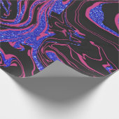 Modern roze zwart blauw glitter marmer Patroon Cadeaupapier (Hoek)