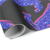 Modern roze zwart blauw glitter marmer Patroon Cadeaupapier (Rol Hoek)