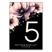 Modern roze zwart bloemenbruiloft kaart (Voorkant)