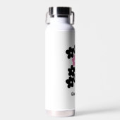 Modern roze zwart bloemig waterfles (Voorkant)