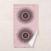 Modern Roze Zwart Elegant Monogrammed Bad Handdoek (Handdoek)