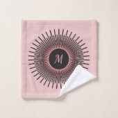 Modern Roze Zwart Elegant Monogrammed Bad Handdoek (Wasdoekje)