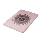 Modern Roze Zwart Elegant Monogrammed Badmat (Gekanteld)