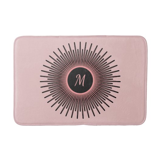 Modern Roze Zwart Elegant Monogrammed Badmat (Voorkant)