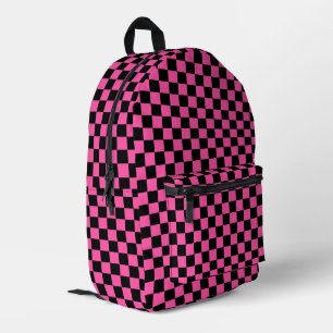 Modern Roze Zwart Geruit Bedrukte Rugzak